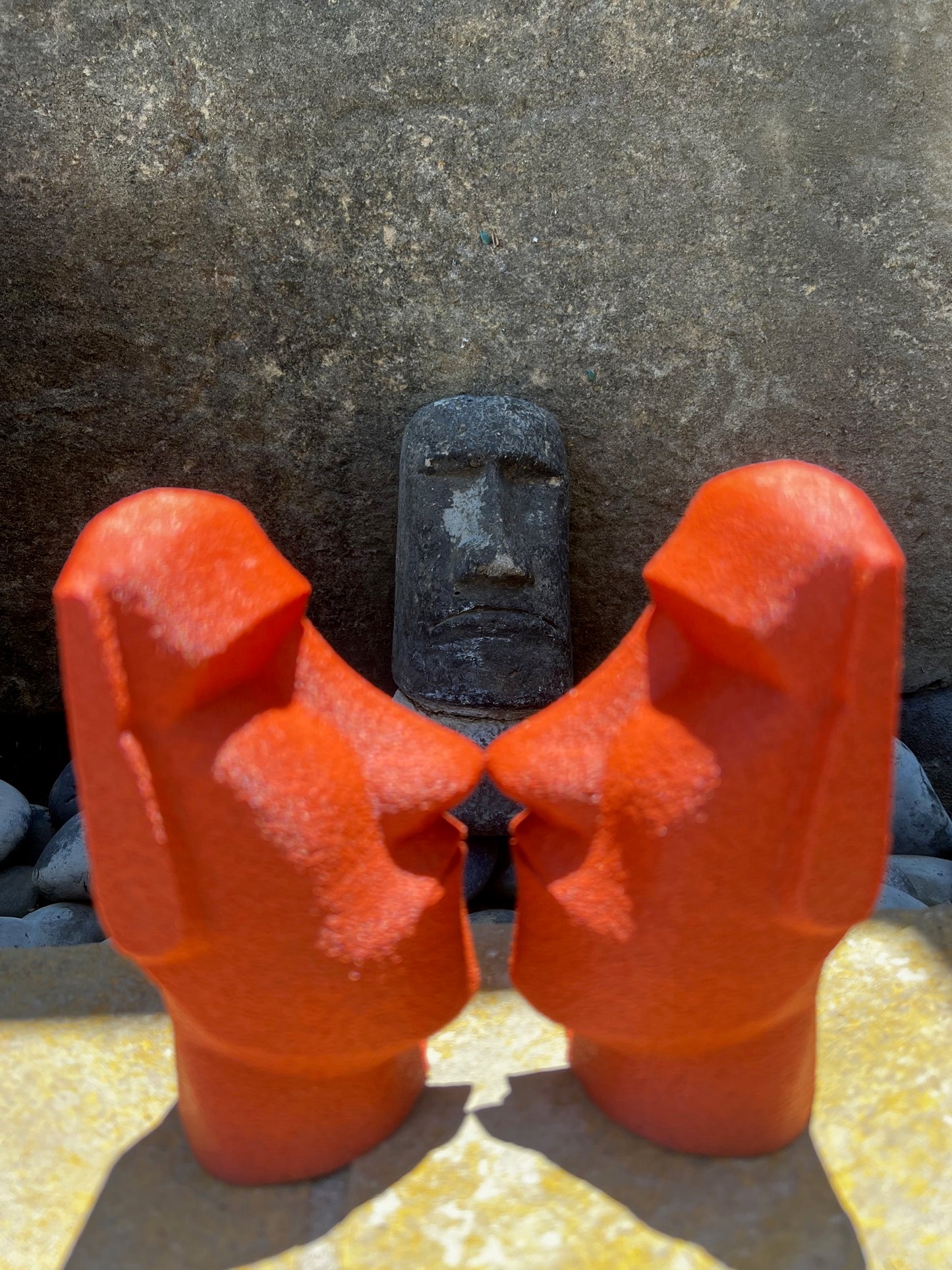 Moai Bookend Set of 2 - Sculptural Marble Design with Wise Expression for Stylish Bookshelves