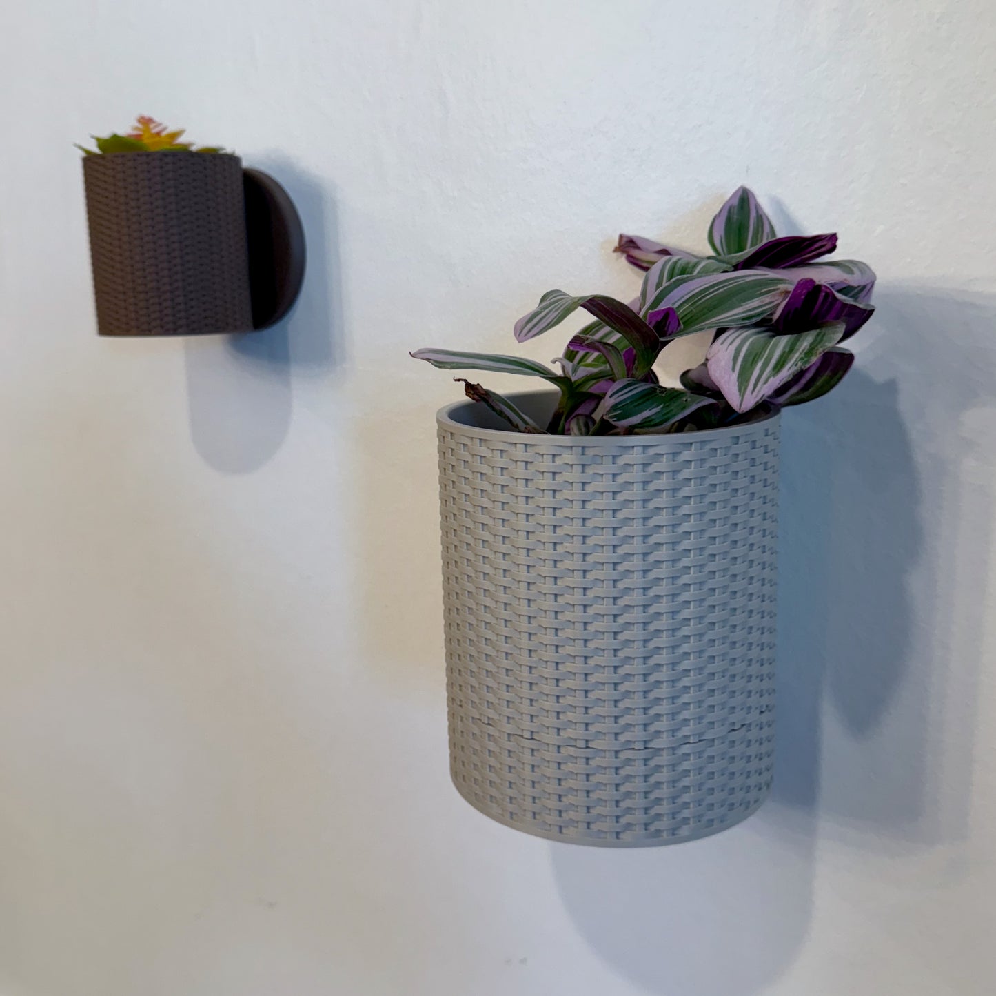 Matte Basketweave Planter Hanging on Wall – A bold and stylish planter designed for vertical plant displays in homes and offices.