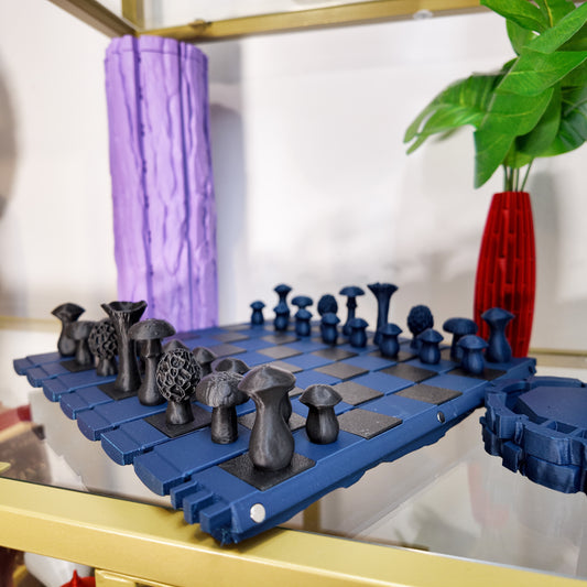 Travel Forest Chess & Checkers Set | Fungi Inspired and Multiple Color Options