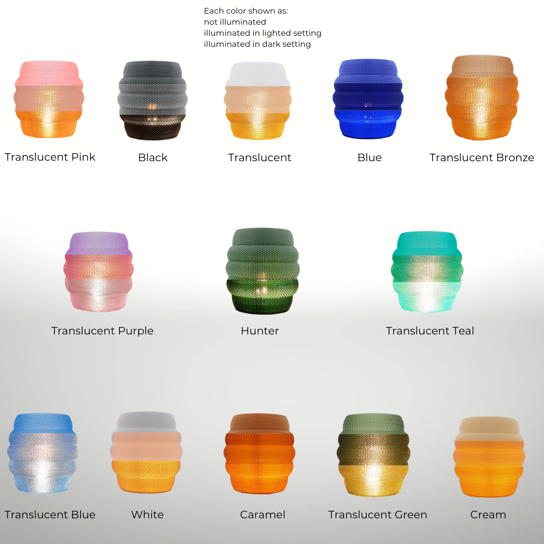 Various Ovo Lampshades displayed in different translucent colors, highlighting unique styles and lighting options for home decor.