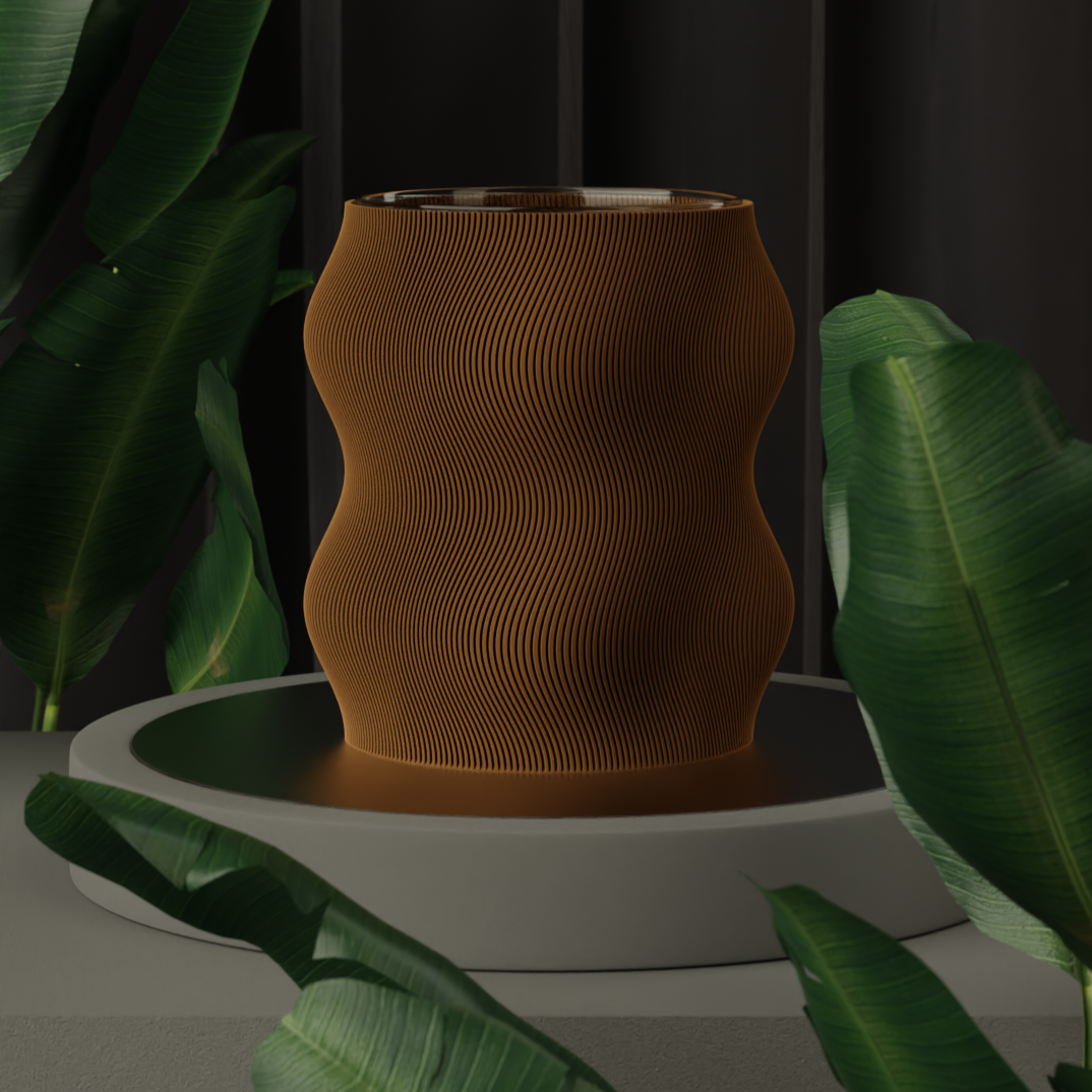 Elegant Curvy Modern Planter displayed with vibrant plants, highlighting its functionality and matte colors.