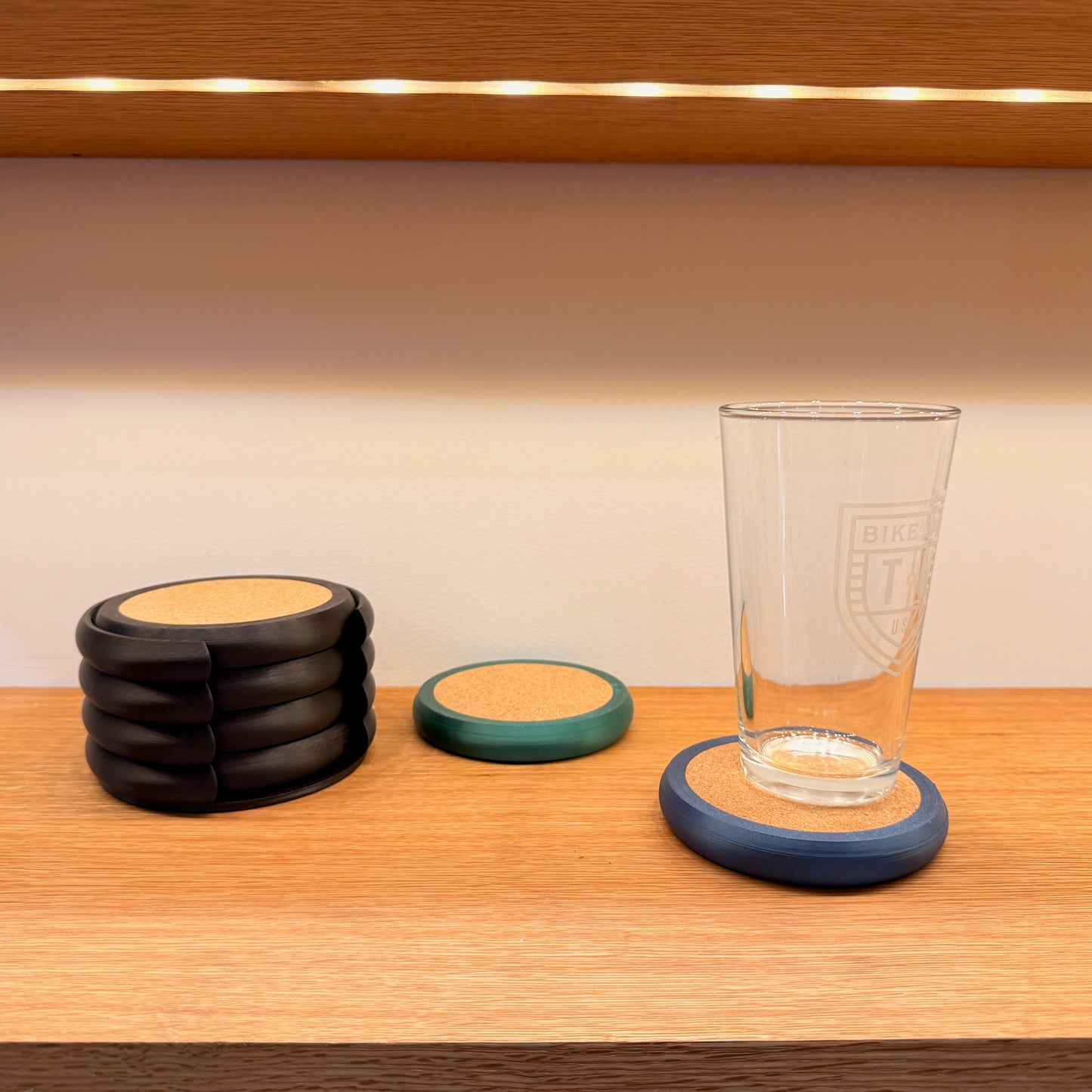 Bottle Opener Coasters Set  Built-In Opener + Cap Catch Magnet