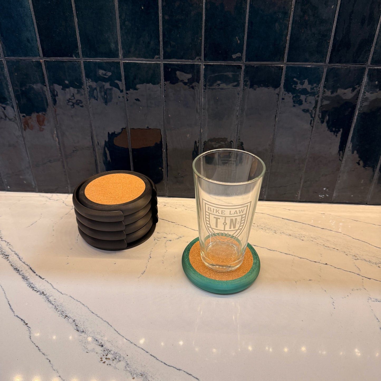 Bottle Opener Coasters Set  Built-In Opener + Cap Catch Magnet