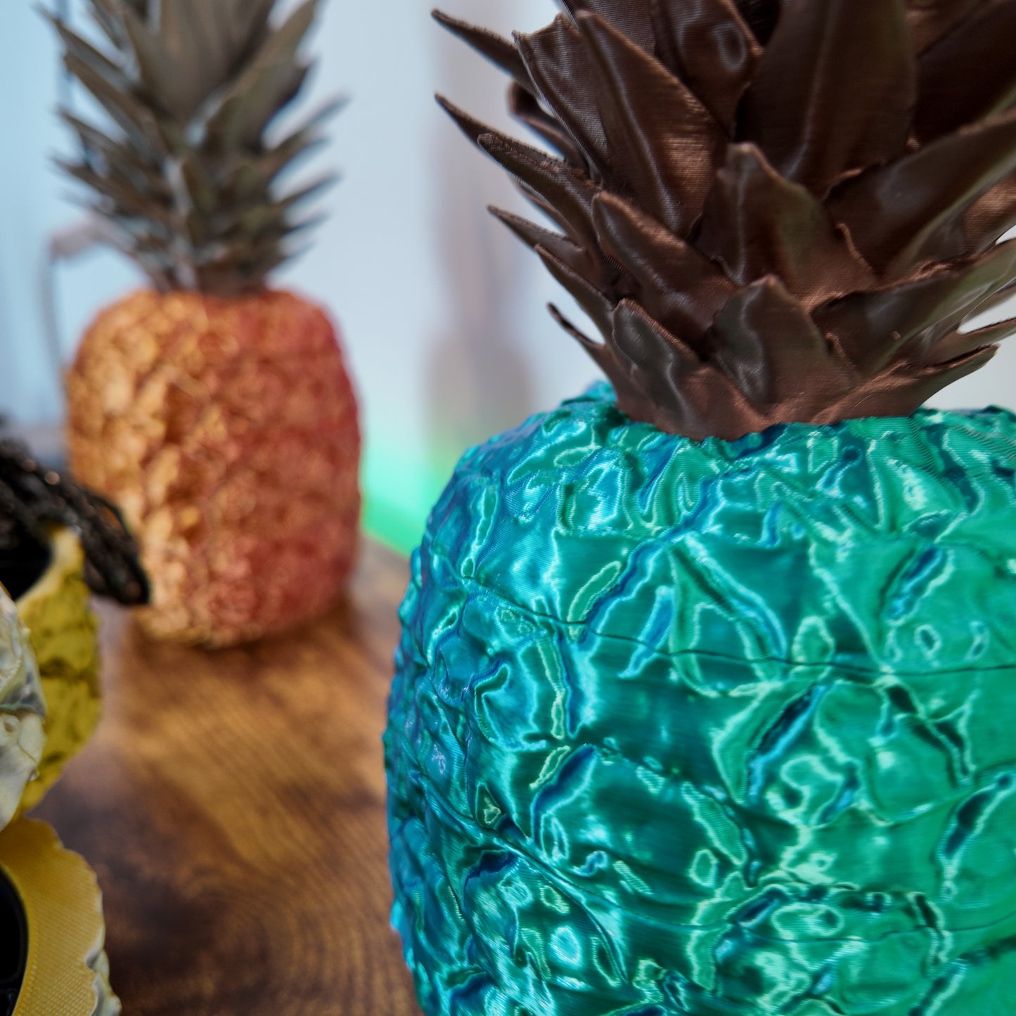 Sliced Pineapple Organizer | Rotating Jewelry Storage | Unique Desk Organizer | Home Decor Gift - Colorful view of multiple pineapple desk organizers stacked together, presenting a fun tropical home decor theme.