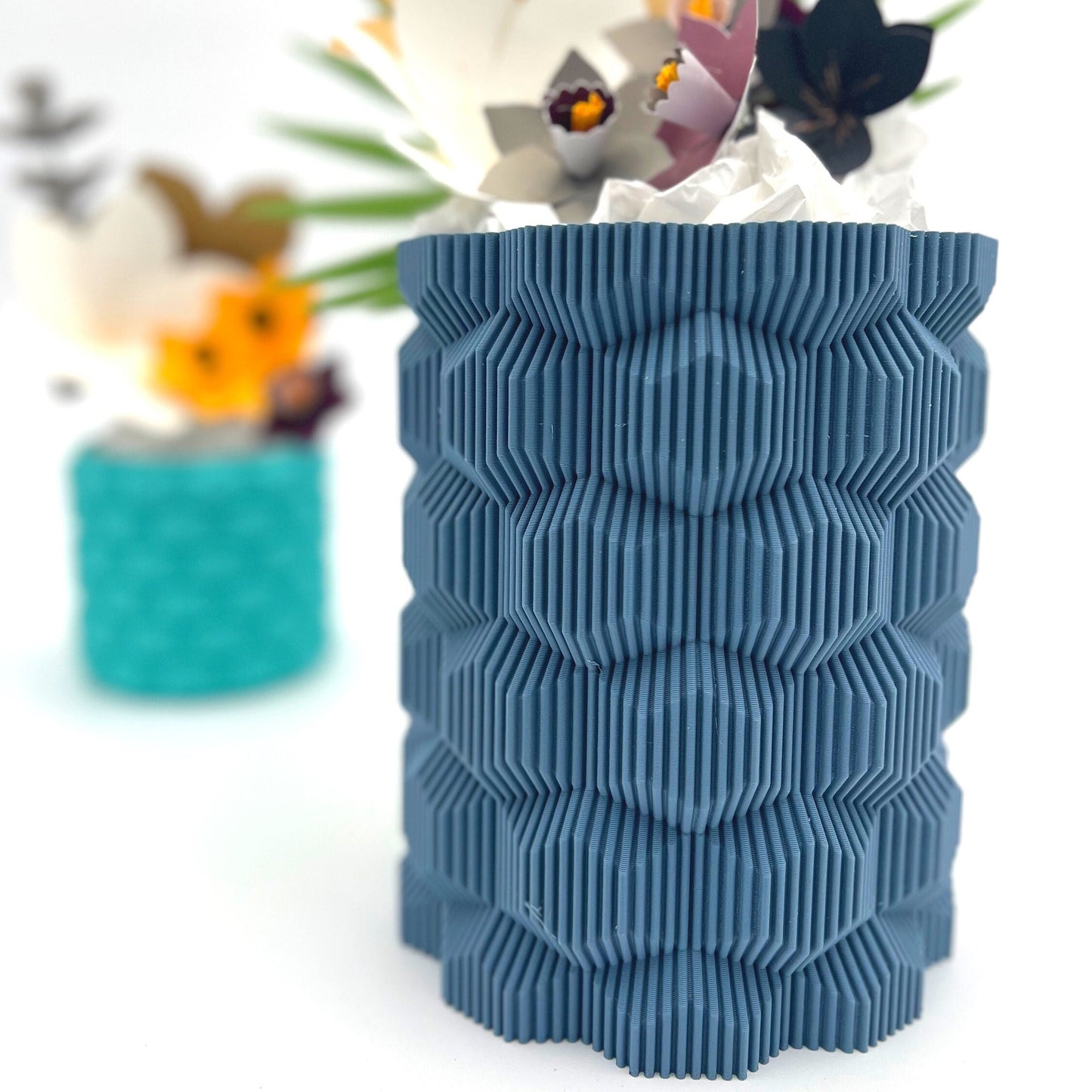 Hexagonal Modern Contemporary Vase for Cut/Dried Flowers or Live Plants | Drainage Hole Available | Beautiful Matte Color | Decor